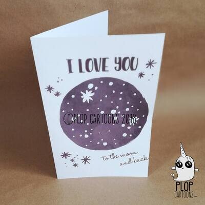 I love you card moon celestial cosmic starry space to the moon and back