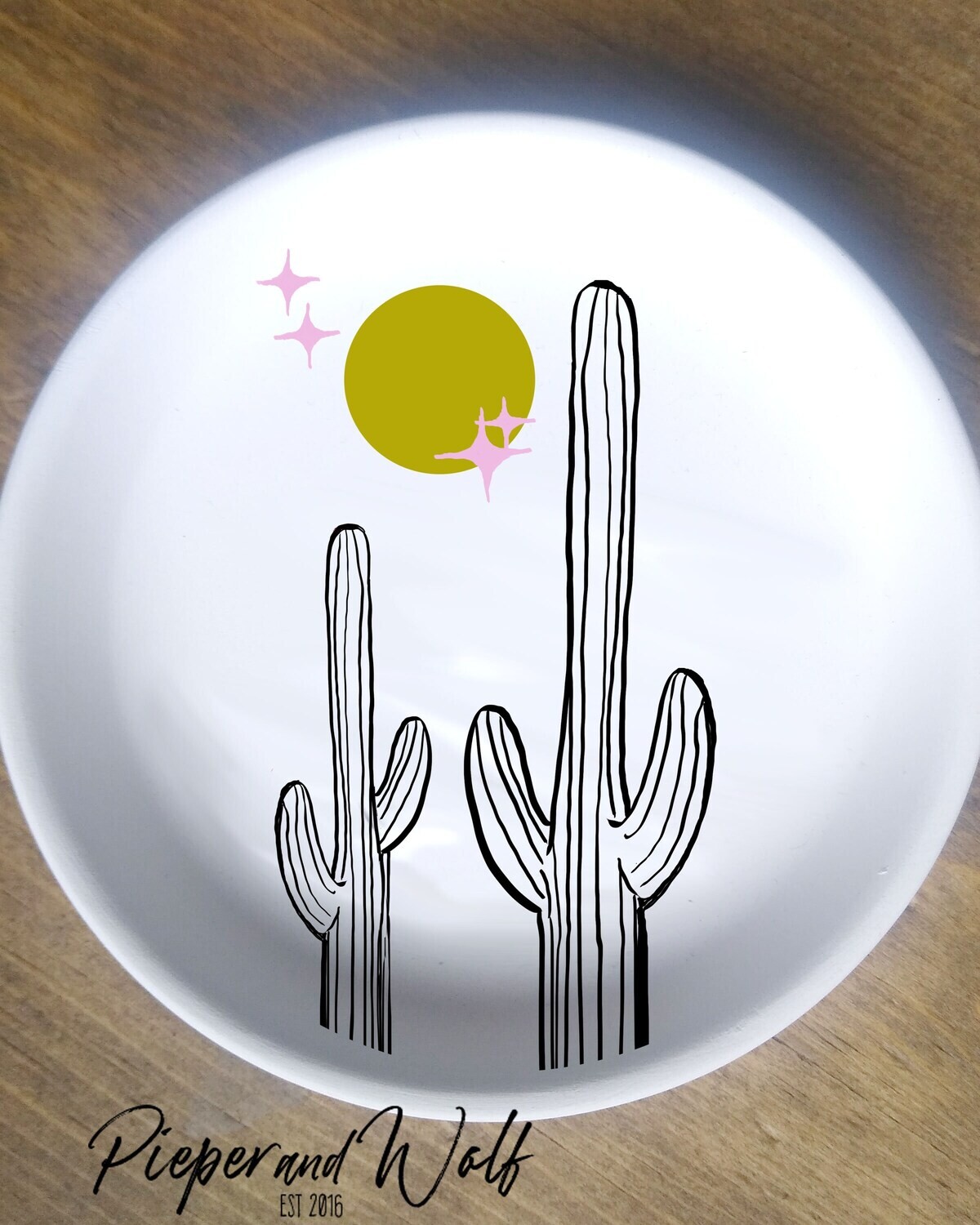 Celestial Cactus Trinket Dish Desert Retro Moon Stars Cacti Summer Home Decor Joshua Tree Saguaro Pink Harvest Gold
