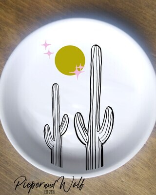 Celestial Cactus Trinket Dish Desert Retro Moon Stars Cacti Summer Home Decor Joshua Tree Saguaro Pink Harvest Gold