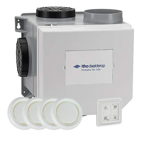 Itho Daalderop alles-in-1 ventilatiepakket CVE-S ECO met euro-stekker en perilex-stekker 375 m3/h