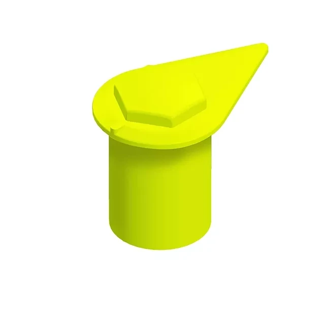 A 21mm fluorescent yellow long reach dust cap indicator