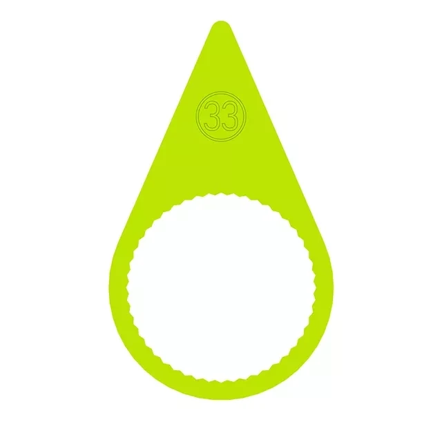 A 33mm fluorescent yellow standard wheel nut indicator