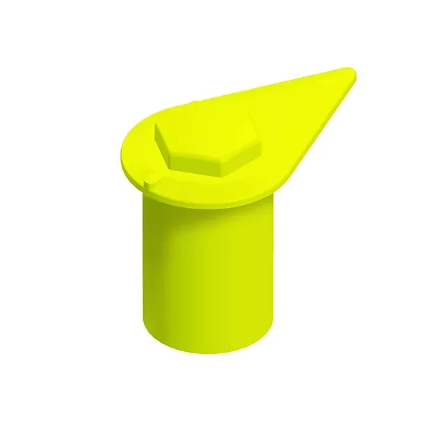 A 22mm fluorescent yellow long reach dust cap indicator