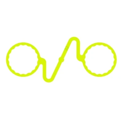 2 fluorescent yellow plastic rings linked together in a single piece that slides firmly onto adjacent wheel nuts