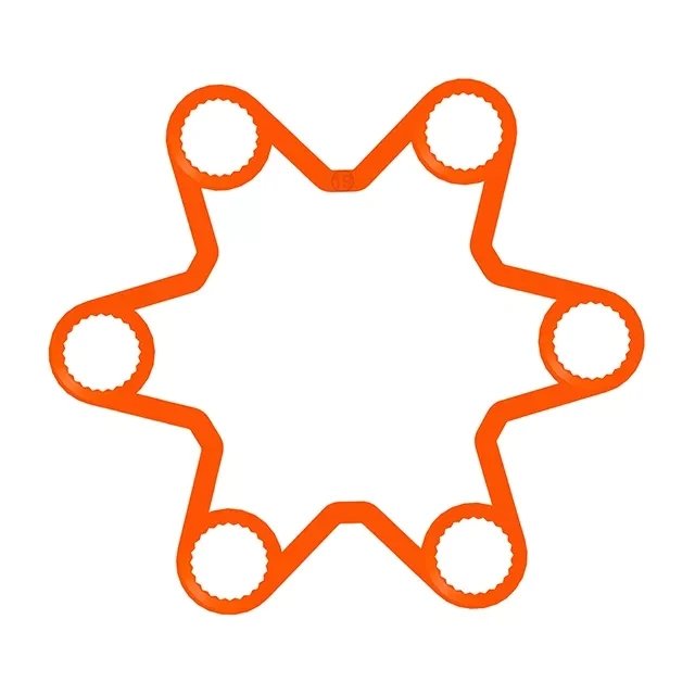 A 19mm 6-stud fluorescent orange long-barrelled wheel nut locker viewed from above