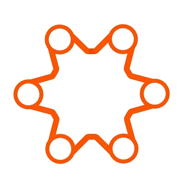 A 21mm 6-stud fluorescent orange long-barrelled wheel nut locker viewed from above