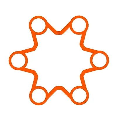 A 21mm 6-stud fluorescent orange long-barrelled wheel nut locker viewed from above