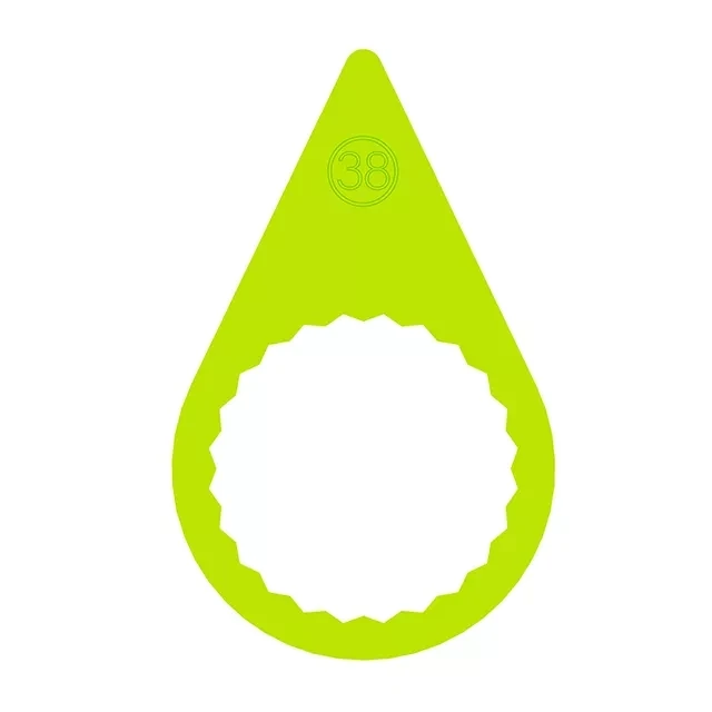 A 38mm fluorescent yellow standard wheel nut indicator