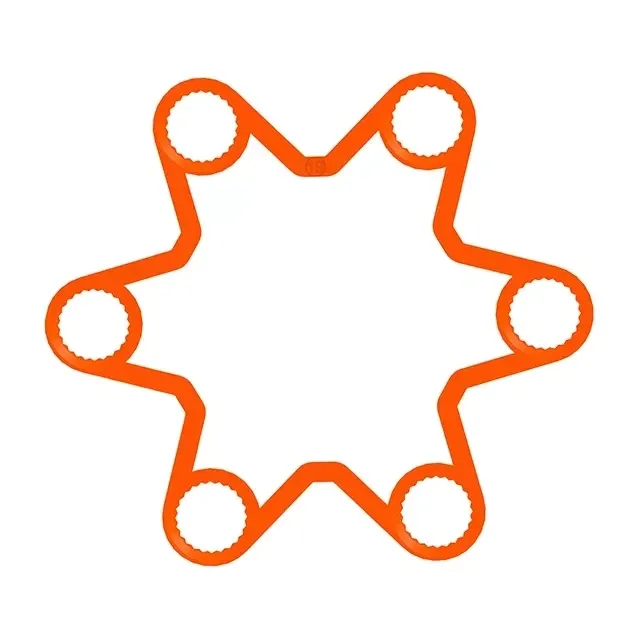 6x19mm Wheel Nut Locker 6 Stud - (4 Pack) A 19mm 6-stud fluorescent orange long-barrelled wheel nut locker viewed from above