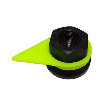 A standard wheel nut indicator installed on a wheel nut to suit steel rims