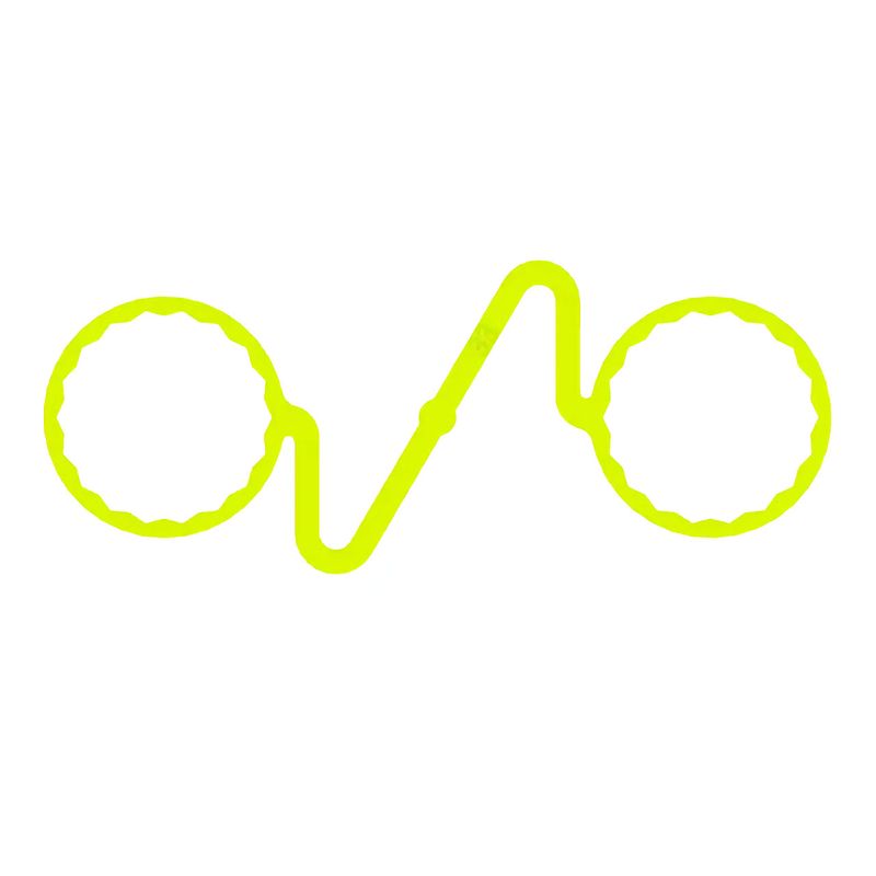 A 33mm fluorescent yellow double link wheel nut retainer with a flat base to suit steel rims