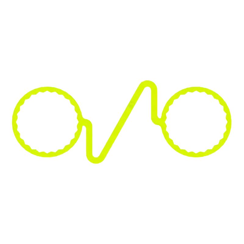 A 41mm fluorescent yellow double link wheel nut retainer with a flat base to suit steel rims