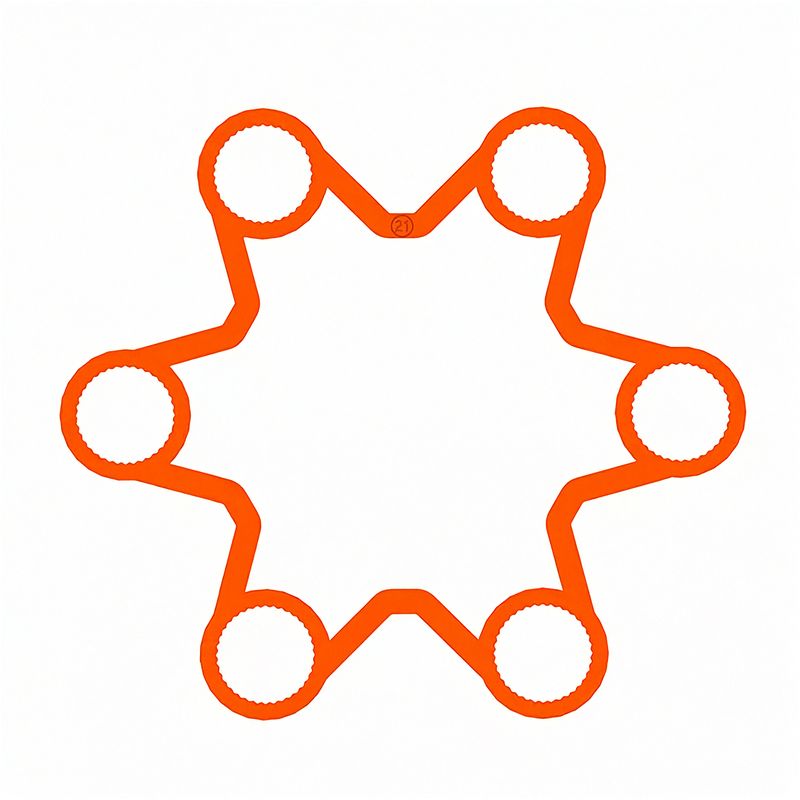 A 21mm 6-stud fluorescent orange long-barrelled wheel nut locker viewed from above