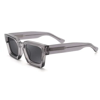 Lezaza Polarized Eyewear Retro Luxury Square Thick Acetate Shades Sunglasses For Men And Women