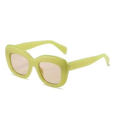 Lezaza Retro Oversized Cat Eye Sunglasses Women Fashion Brand Designer Shades UV400 Men Jelly Color Rivets Sun Glasses