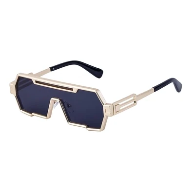 2024 Newest Trendy Thick Square Stainless Steel Frames Steampunk Sunglasses UV400 for Men Shades Y2K Party Sunglasses
