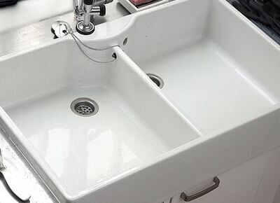 Kitchen Sink In Liquid Porcelain Fresh Baked Porcelain Look and Feel