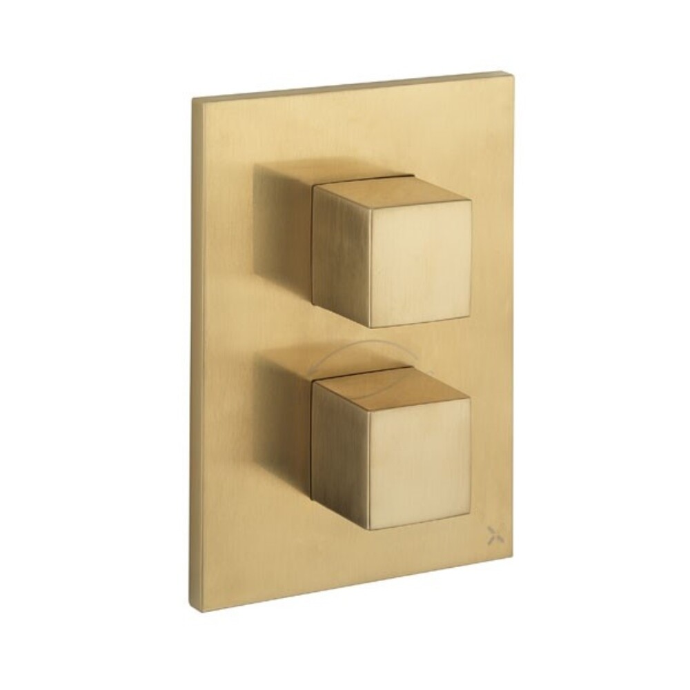 Crosswater Crossbox WaterSquare/Verge 2 Outlet Trim & Levers Brushed Brass
