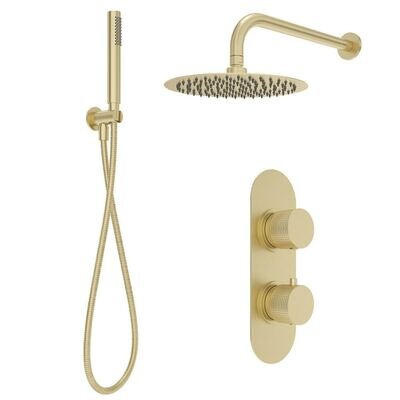 Special Offer Concealed Thermostatic Dual Shower System Brushed Brass