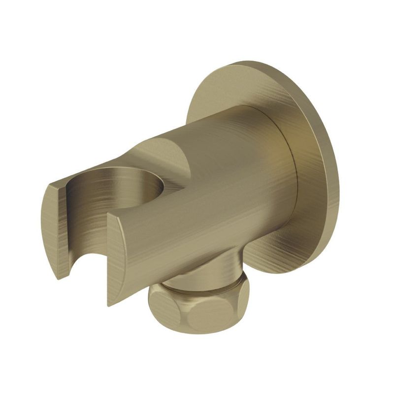 Eastbrooks Round Wall Elbow &amp; Shower Handset Holder - Brushed Brass