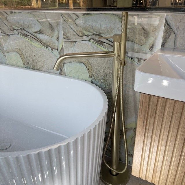 Freestanding Bath Shower Mixer Brushed Brass