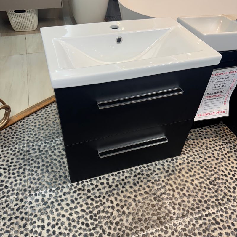 Ex Display Ambiance Bain Tilli 600mm Basin + 2 Draw Unit Matt Black