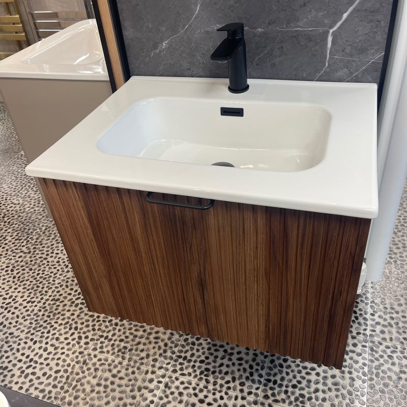 Ex Display Salgar Biba 600mm Ceramic Basin + 1 Draw Unit Walnut Maya