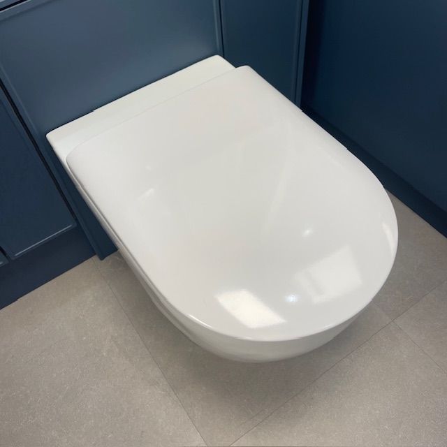 Calypso Back To Wall Pan &amp; Semi-Countertop Basin &amp; Brushed Brass Mixer