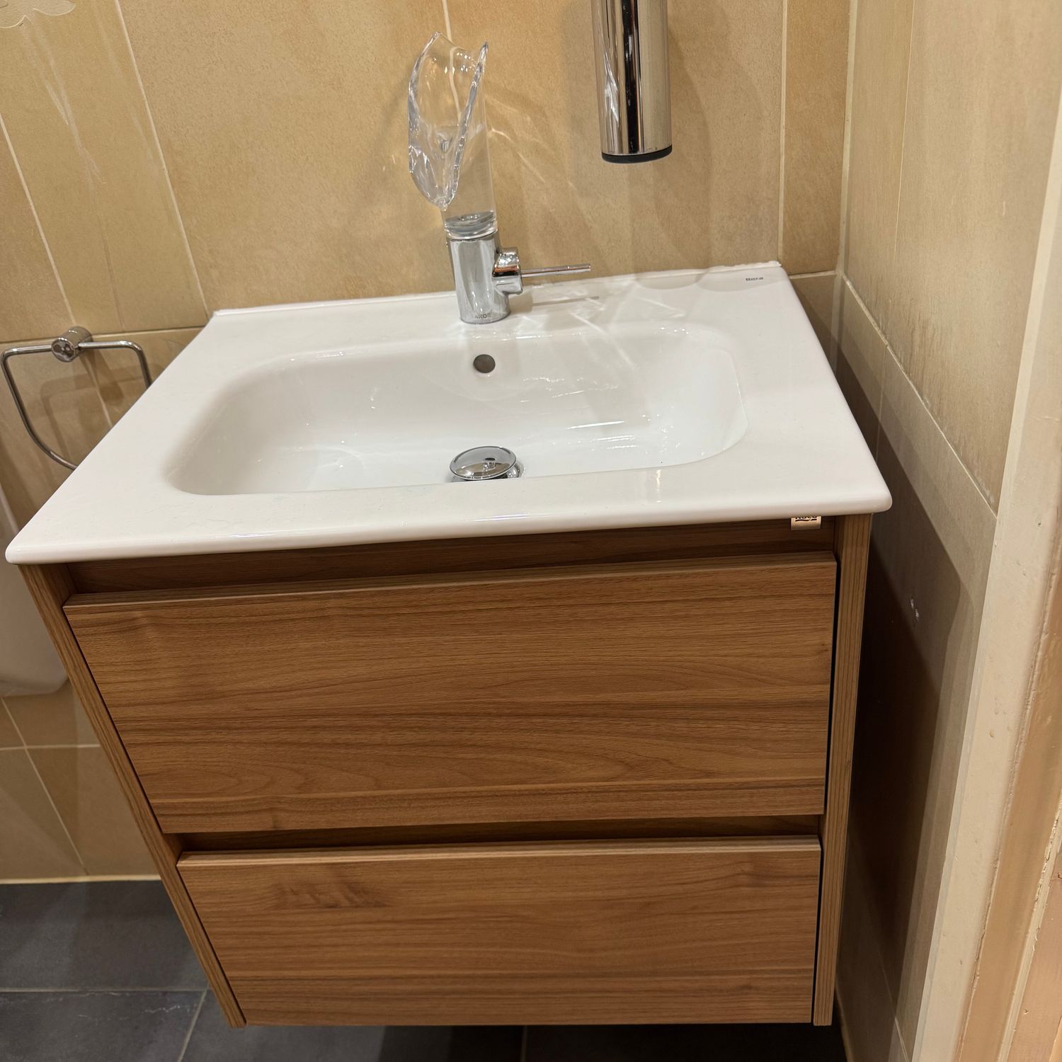 Ex Working Display Roca Tenet 600mm Basin + Unit Nordic Ash With Axor Starck V Glass Spout Basin Mixer