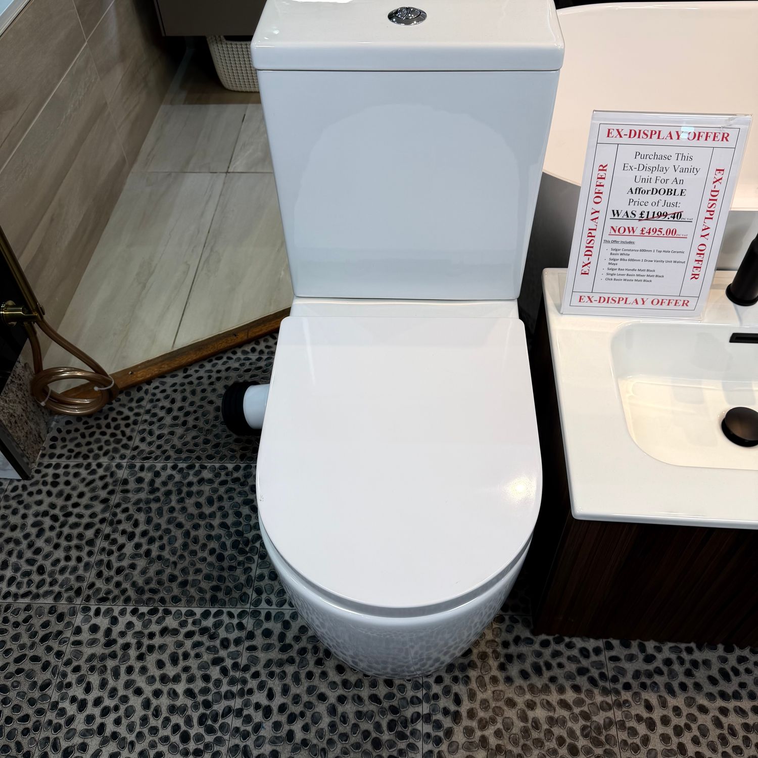 Ex-Display Open Back Close Coupled Toilet With Soft Close Seat