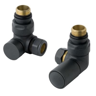 Ex-Stock Eastbrook Corner Radiator Valves (pair) Matt Anthracite