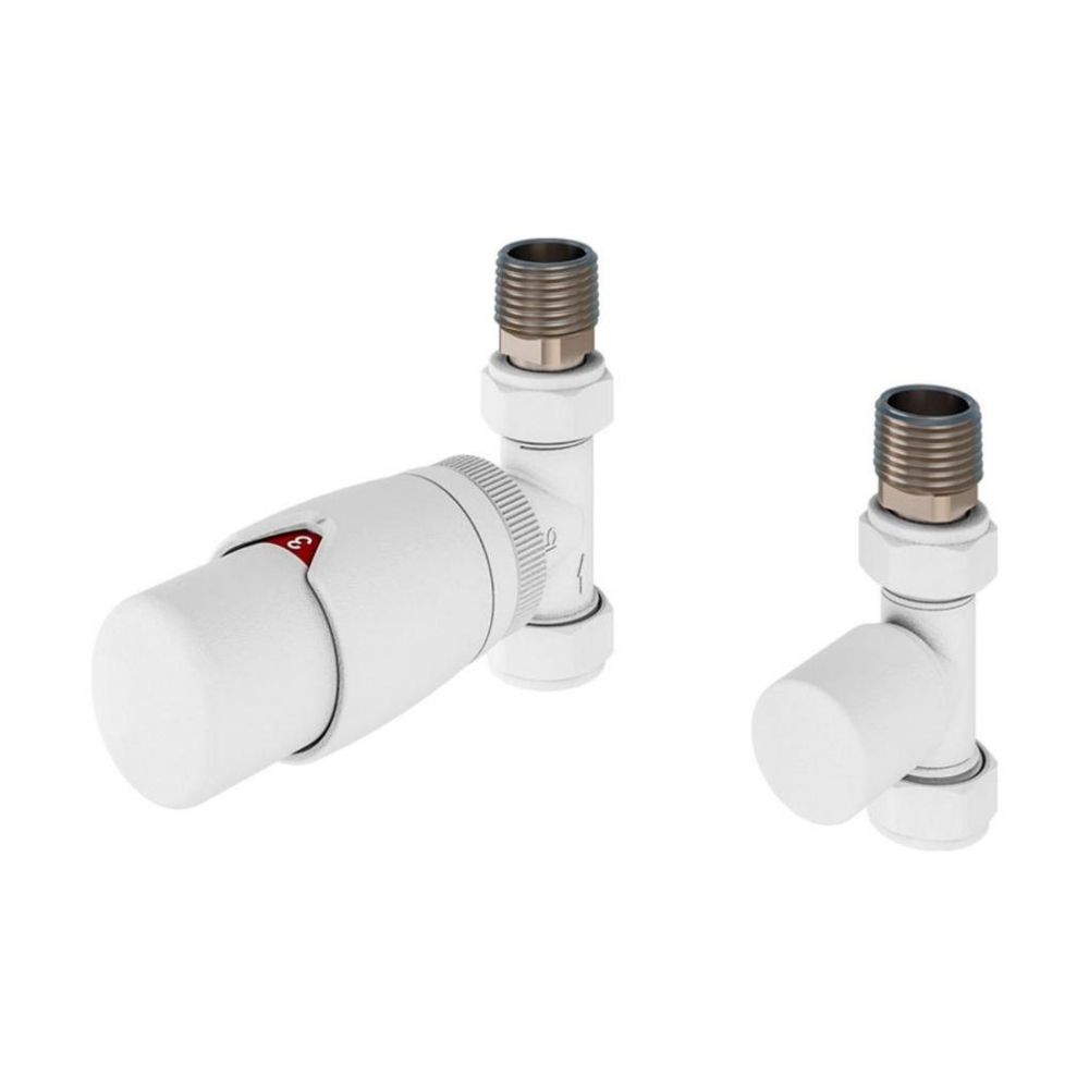 Ex-Stock Eastbrook Straight Designer TRV with Lockshield 15mm Matt White