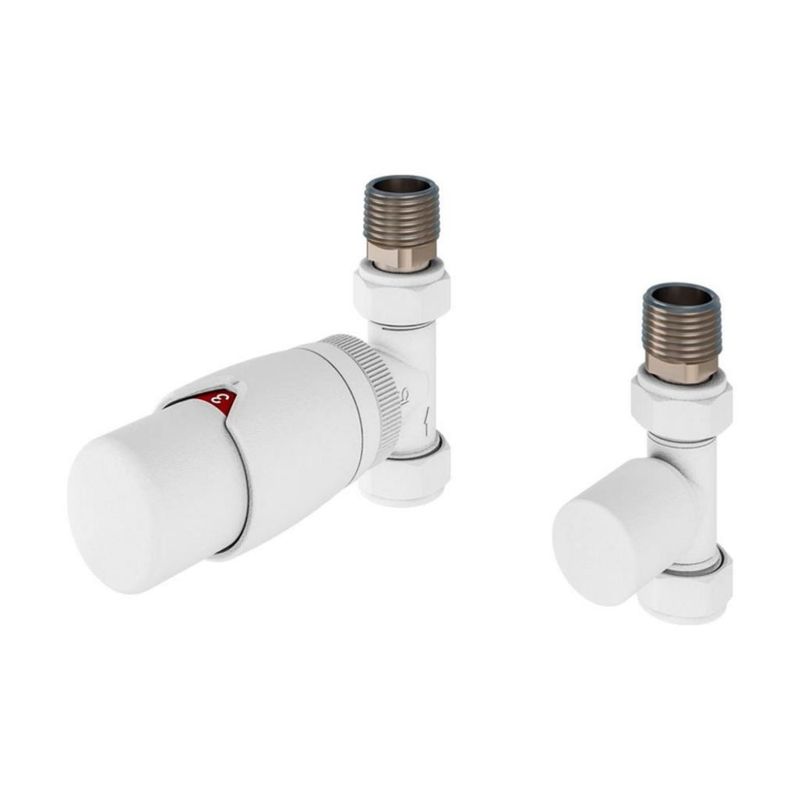 Ex-Stock Eastbrook Straight Designer TRV with Lockshield 15mm Matt White