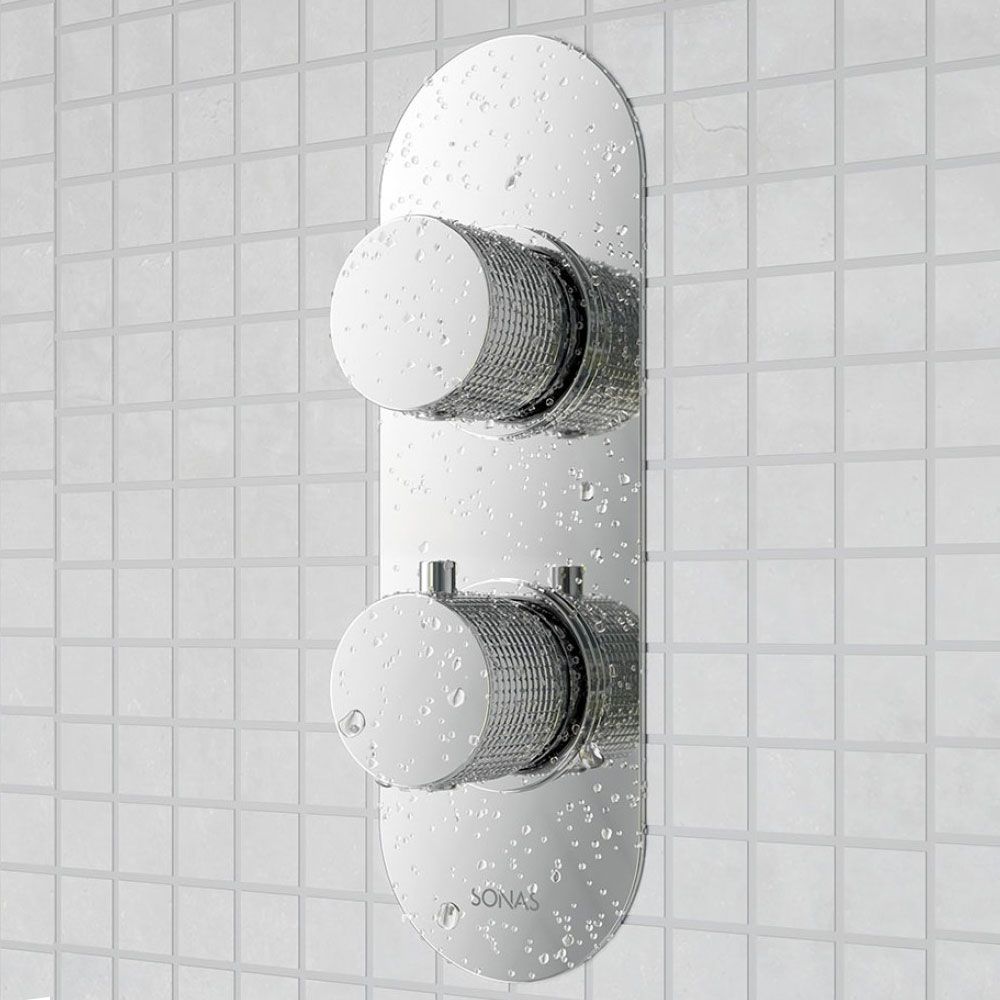 Ex-Stock Sonas Alita Knurled Dual Control Dual Outlet Shower Valve Chrome
