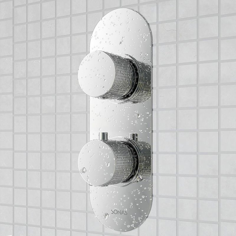 Ex-Stock Sonas Alita Knurled Dual Control Dual Outlet Shower Valve Chrome