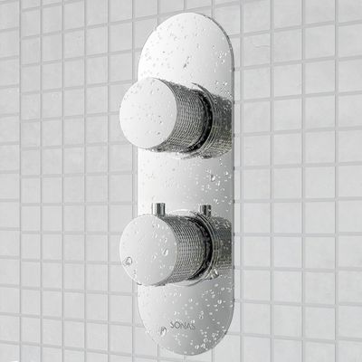 Ex-Stock Sonas Alita Knurled Dual Control Dual Outlet Shower Valve Chrome