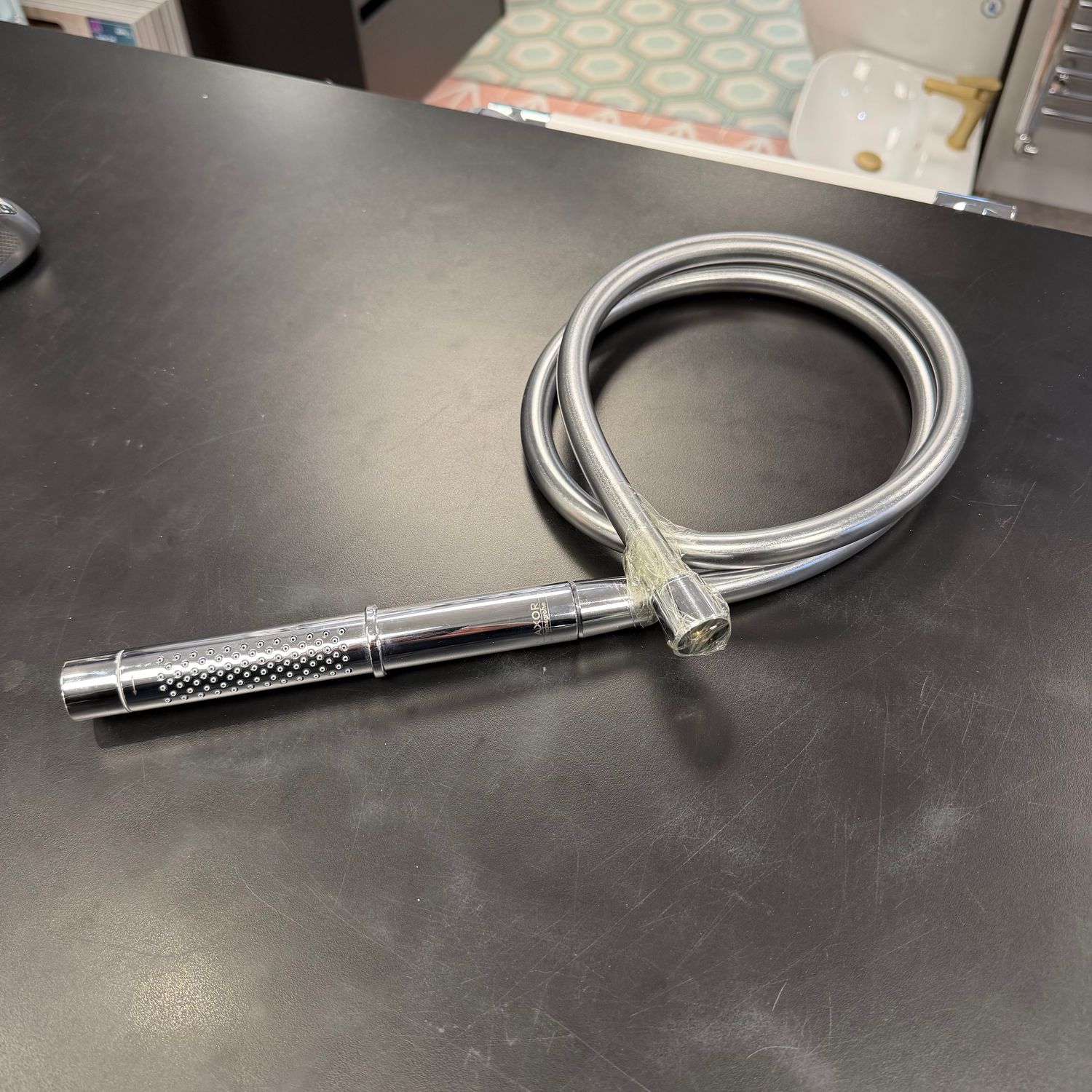 Ex-Display Axor Stark Multi Function Batton Hand Shower Complete With Smooth Hose Chrome