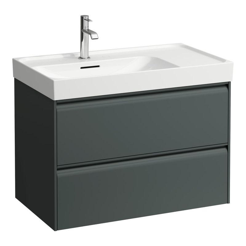 Ex-Stock Laufen Meda 800mm Offset Basin + Vanity Unit Traffic Grey