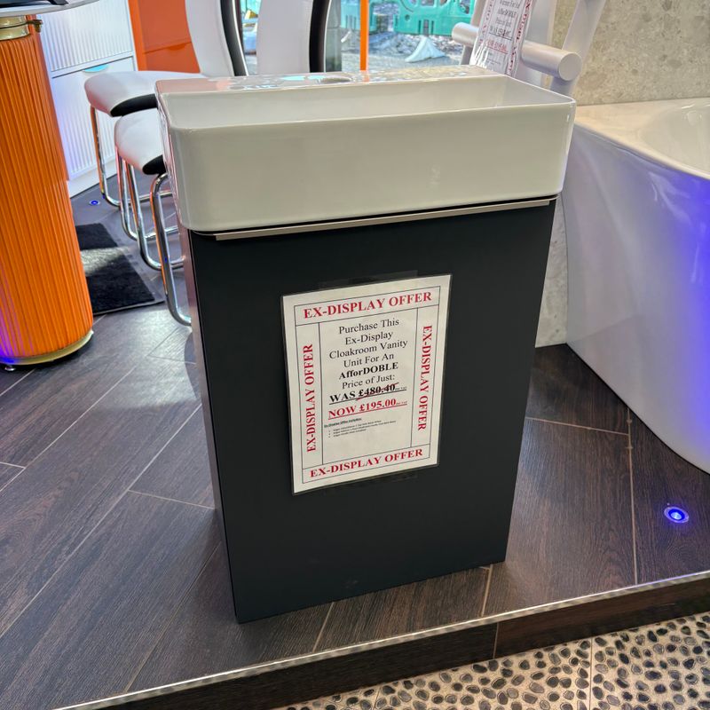 Ex-Display Salgar Cloakroom Ceramic Basin + Vanity Unit Matt Black