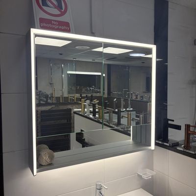 Ex-Display Emporio Bagno Moondust 800mm 2 Door Mirror Cabinet Silver
