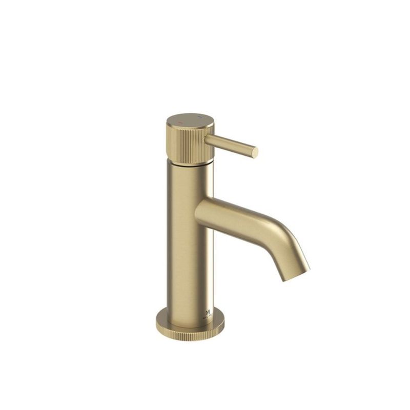 Ex-Stock MyLife Fluted Mini Basin Mono Brushed Brass With Universal Waste