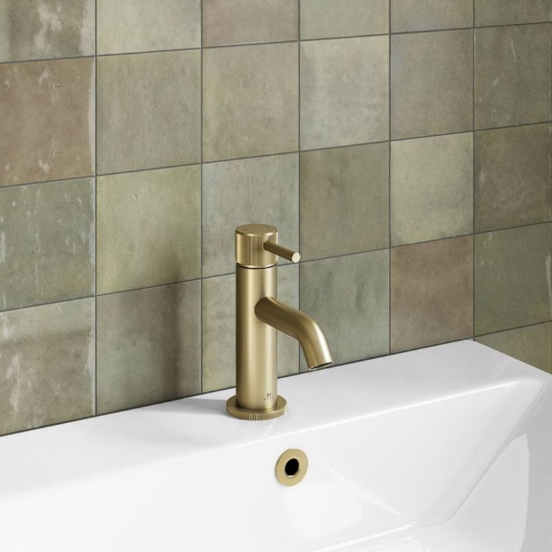 Ex-Stock MyLife Fluted Mini Basin Mono Brushed Brass With Universal Waste