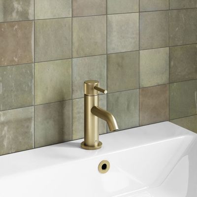 Ex-Stock MyLife Fluted Mini Basin Mono Brushed Brass With Universal Waste