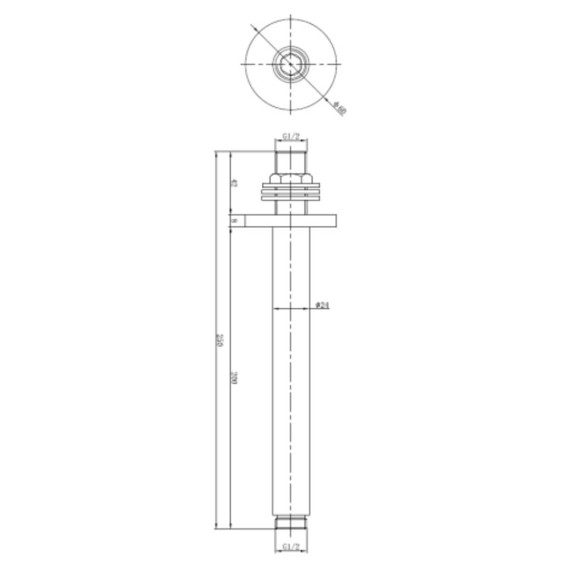 Ex-Stock Sonas Round Ceiling Shower Arm 200mm Chrome