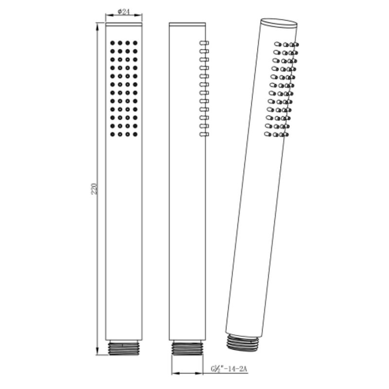 Ex-Stock JTP Vos Brushed Brass Pencil Hand Shower