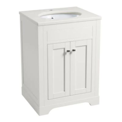Ex-Stock Roper Rhodes Widcombe 600mm Free Standing Vanity Unit Matt Canvas With Inset Basin & White Carrara Worktop Ex-Stock Roper Rhodes Widcombe 600mm Free Standing Vanity Unit Matt Canvas With Inset Basin & White Carrara Worktop