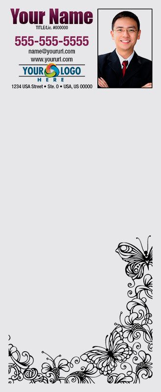 Full Color Custom Notepads | Butterflies &amp; Flowers, Lines?: Please Choose, Page Count: 25 Sheets per pad, Quantity: 250