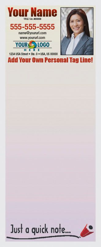 Full Color Custom Notepads | Just A Quick Note, Lines?: Please Choose, Page Count: 25 Sheets per pad, Quantity: 250
