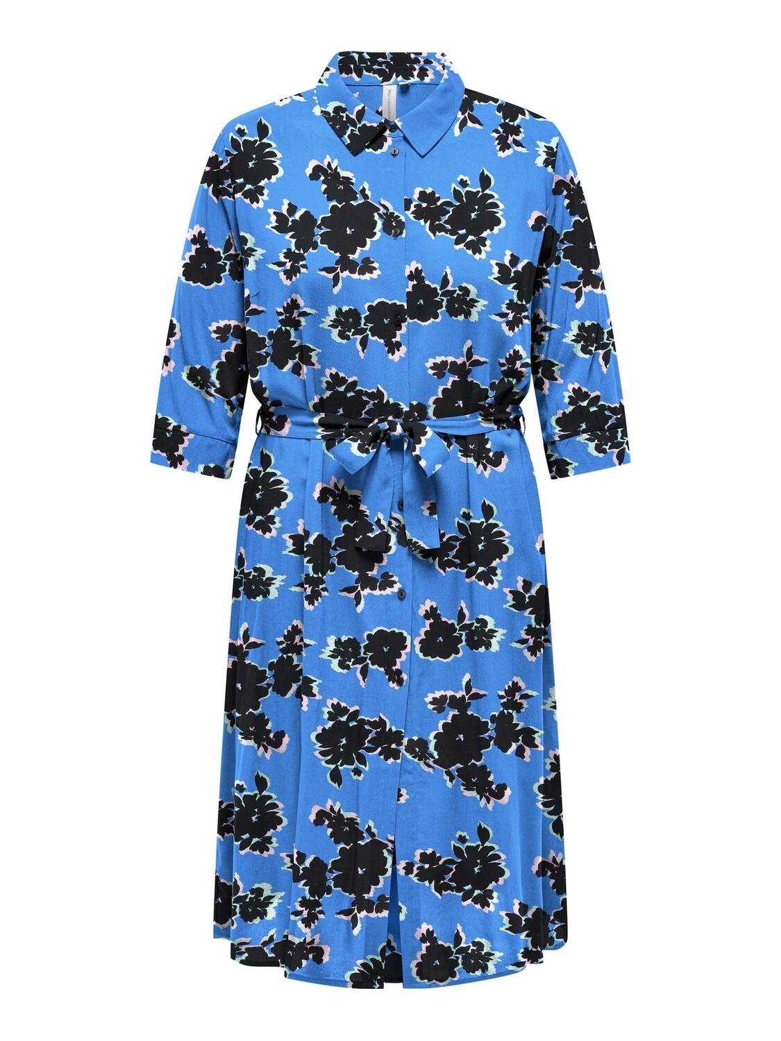 CARNOVA LIFE 3/4 CALF SHIRT DRESS, maat: 48, kleur: Dazzling Blue OPEN FLOWER