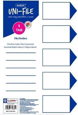 File dividers 160gsm board - Pack of 5